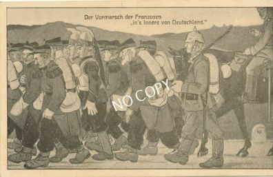 Postkarte Foto Ansichtskarte Vormarsch der Franzosen ins Innere DeutschlandC1.77