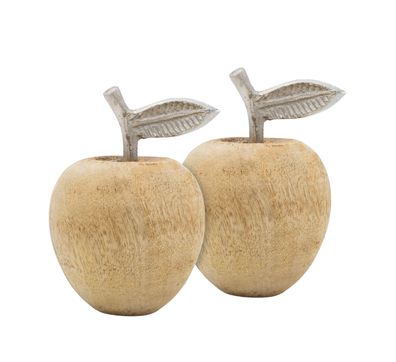 Holz Früchte 2er Set Apfel - 15 cm - Deko Figuren aus Mangoholz