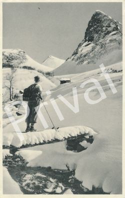 Foto PK WK II Junger Mann Skifahrer Gebirge Panorama 1940 Norway L1.44