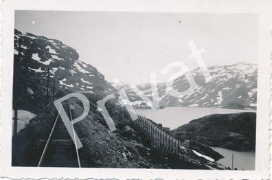 Foto WK II Wehrmacht Bahnstrecke Gleis Haugast&oslash; l Norway L1.45