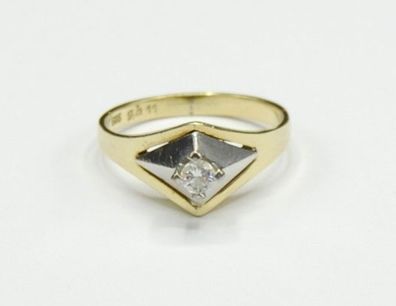 Diamant Brillant 0.18 Carat Solitär Ring Bi Color 585 gold