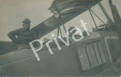 Foto PK WKI Flugzeug Doppeldecker Piloten Dt. Heer Kaiserreich F1.8