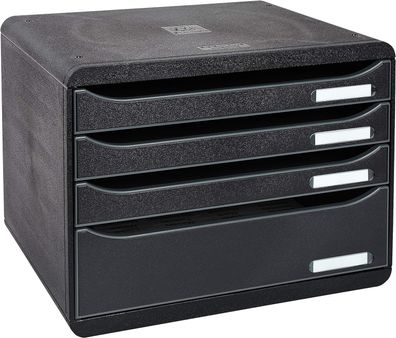Exacompta 315714D Ablagebox EcoBlack Querformat mit 4 Schubladen für DIN A+ Dokume...