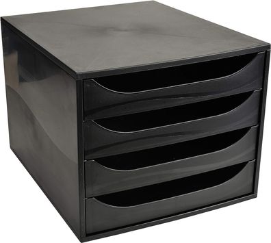 Exacompta 228014D Ablagebox Ecoblack mit 4 Schubladen für DIN A4+ Dokumente. Ecobo...