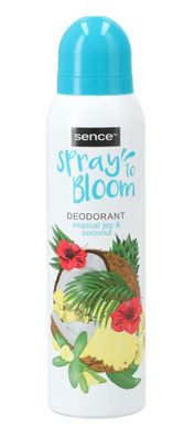 12x Sence Deodorant 150ml Spray To Bloom Tropical Joy&Coconut Body Duft Damen