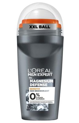 6x LOREAL Deodorant Roll on 50ml Magnesium Defense 48h Schutz Parfüm Duft Männer
