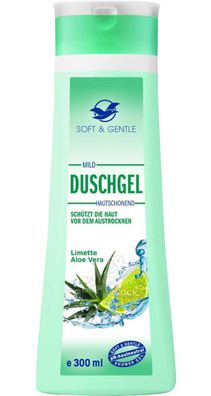 6x Soft&Gentle Duschgel 300ml Limette Aloe Vera Körperpflege Damenshampoo Frauen