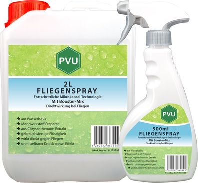 PVU 2L + 500ml Fliegen Spray gegen Fliegen Insekten bekämpfen Fruchtfliegen Abwehr EX