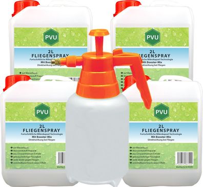 PVU 4x2L + 2L Sprüher Fliegen Spray gegen Fliegen Insekten bekämpfen Fruchtfliegen