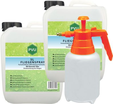 PVU 2x5L+ 2L Sprüher Fliegen Spray gegen Fliegen Insekten bekämpfen Fruchtfliegen