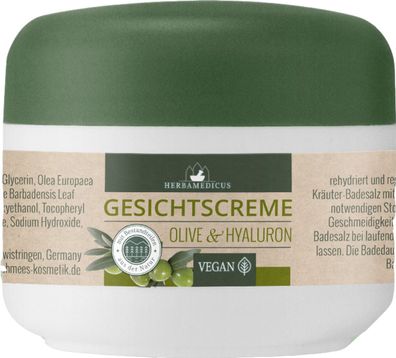 12x Herbamedicus Gesichtscreme 50ml Olive Hyaluron Tagespflege Nacht Lotion Haut