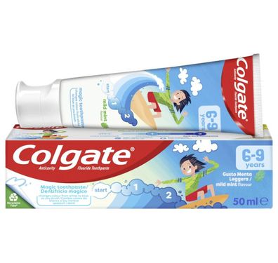 12x Colgate Kinder Zahncreme 50ml Minze 6-9 Jahre Pasta Zähneputzen Frische Bad