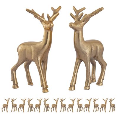 Deko Figur Hirsch VE 8x 2 Stück Tischdekoration Tierfigur gold Metall Weihnachtsdeko