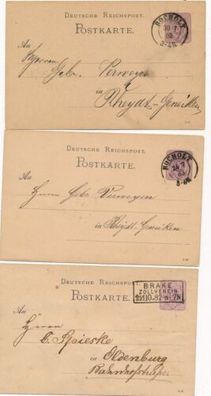 3x Postkarte Ganzsache Deutsches Reich 1882 usw. X29