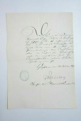 Dokument Königliches Preussen Infanterie signiert vom Oberst 1893 O1.7