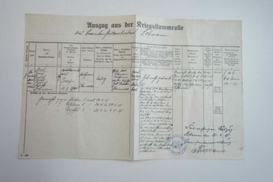 Dokument Deutsches Reich Kriegsstammrollen Auszug O2.17