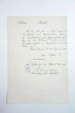 Dokument Königliches Preussen Infanterie signier Oberleutnant 1905 O1.10
