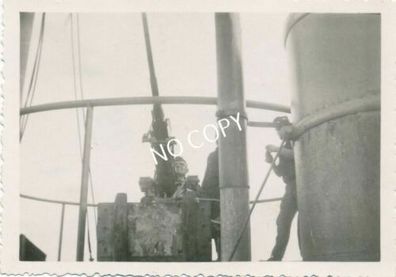 Foto WKII Freiwache Wehrmacht Minensuchflottille Boot 9 Ärmelkanal France F1.28