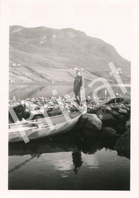 Foto WK II Wehrmacht Soldat Seestern Fang &Oslash; lenfjord 05.11.2040 Norway L1.43