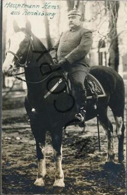 Foto WK1 Hauptmann Hems aus Rendsburg auf seinem Pferd X11