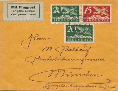 Alter Internationaler Brief Flugpost Schweiz München Stempel 1918. 16cm x 11cm