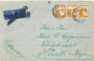 Alter Internationaler Brief Flugpost Palastina München Stempel 17cm x 11cm
