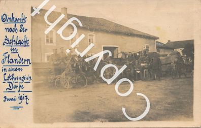 Foto WK1 - Nach Schlacht in Flandern in Lothringischen Dorf 1917 X71