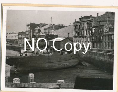 Foto Bürgerkrieg Spanien -Stadt Gij&oacute; n Hafen Schiff Häuser 1937. X40