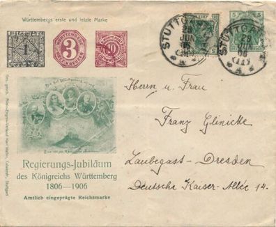 Ganzsache Regierungs Jubiläum 1906 Königreich Württemberg X40