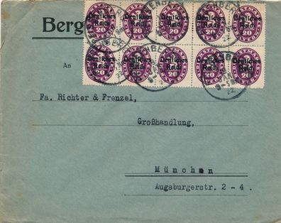 Briefumschlag 10 Marken 20 Dienstmarke Bayern 6 Stempel X21