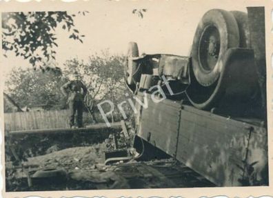 Foto WKII Wehrmacht Soldaten Major Walter Unfall Auto Jaros?aw Polen PolskaH1.60
