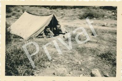Foto WK 2 Soldaten im Zelt Afrikafeldzug 1941 Wüste Libyen ????? A1.15