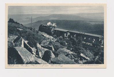 Foto PK - Blick vom Brocken auf Eisenbahn Dampflok um 1920 #70