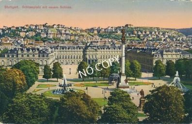Postkarte Foto Ansichtskarte Stuttgart Schlossplatz mit neuem Schloss 1917 C1.77