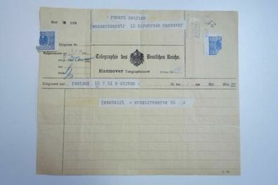 Dokument Telegraphie Deutsches Reich Hannover O2.7