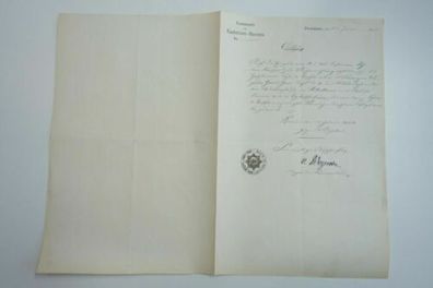 Dokument Kommando Kadetten-Haus Potsdam handsigniert Wegnem 1898 O2.24