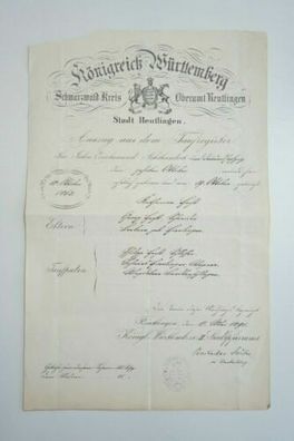 Dokument Königreich-Württemberg Reutlingen Stadtpfarramt 1863 O2.41