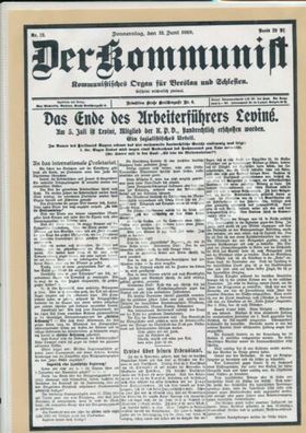 Zeitungsberichte zum Tod Max Levin&egrave; München 1919 Revolution Band II-10