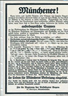 Schriften Aufruf u. Polizeiblatt Levi&egrave; n Max München 1919 Revolution Band II-4