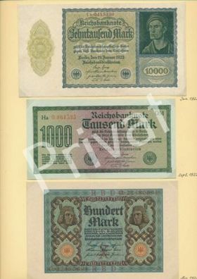 6 Geldscheine 100-1 Million neuwertig Mark München 1919 Revolution Band II-20
