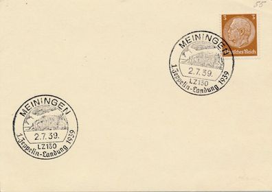 Zeppelin Luftschiff Post Brief PK Meiningen 1939 X6