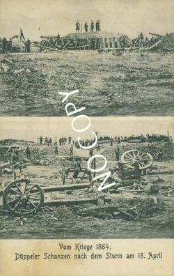 Foto PK vor & nach dem Krieg 1864 Düppeler Schanzen 18. April G1.34