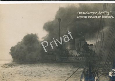 Foto PK WK I S.M.S. Seydlitz brennend Seeschlacht L1.01