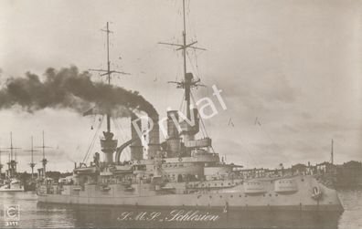 Foto PK S.M.S. Schlesien Linienschiff Deutschland Klasse Kaiserl. Marine K1.78