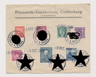 Brief Moldau Gräfenberg 8 Oktober 1938 Stempel & Stamp 16x13cm. #93