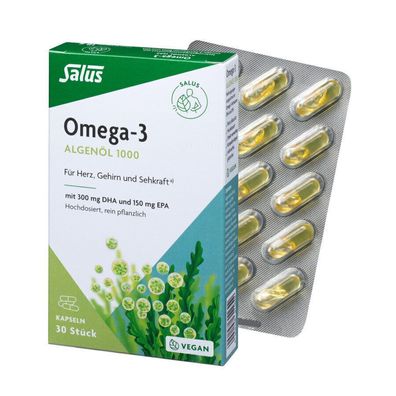 Salus Omega-3 Algenöl 1000 vegan 30 Kapseln 18g - Omega-3-Fettsäuren DHA und EPA
