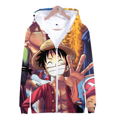 Anime One Piece Kapuzenpullover Luffy Zoro Ace Zip Cardigan Jungen Hooded Sweatshirt