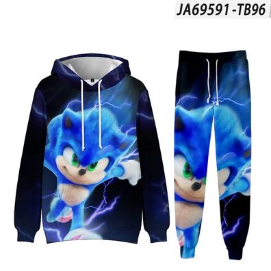 Herren Sonic The Hedgehog Sportanzug Shadow 3D Hoodie Hose S-5XL Sweatshirt Leggings