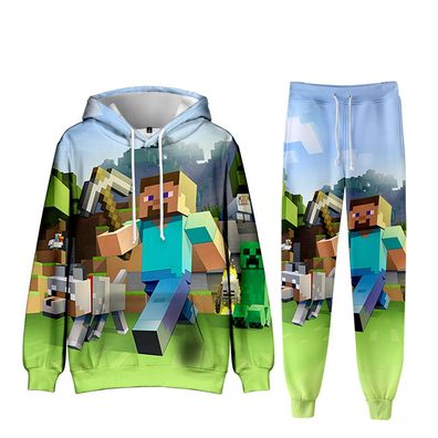 Herren Minecraft Kapuzenpullover Hose 3D Anzug Alex Creeper S-5XL Sweatshirt Leggings