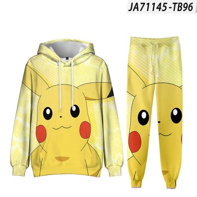 Damen Pokemon Hoodie Leggings Pikachu Eeveelution Kapuzenpullover Hose S-5XL 2er Set